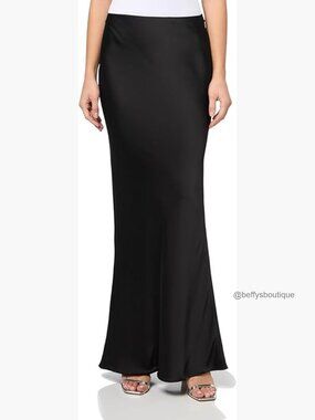 Floor Length Fishtail Hem Skirt Bias Cut Pull On
